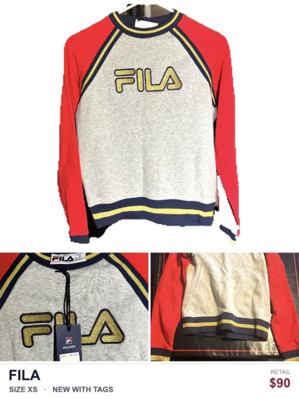 FILA Rafaela Color-Block Logo Sweatshirt NWT XS